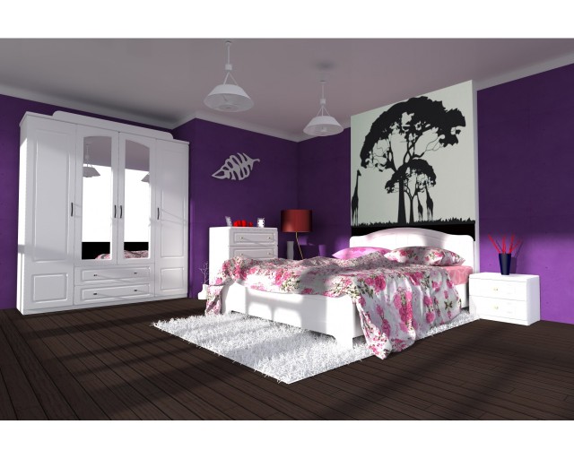Dormitor Sara cu pat 140x200 cm cu somiera fixa